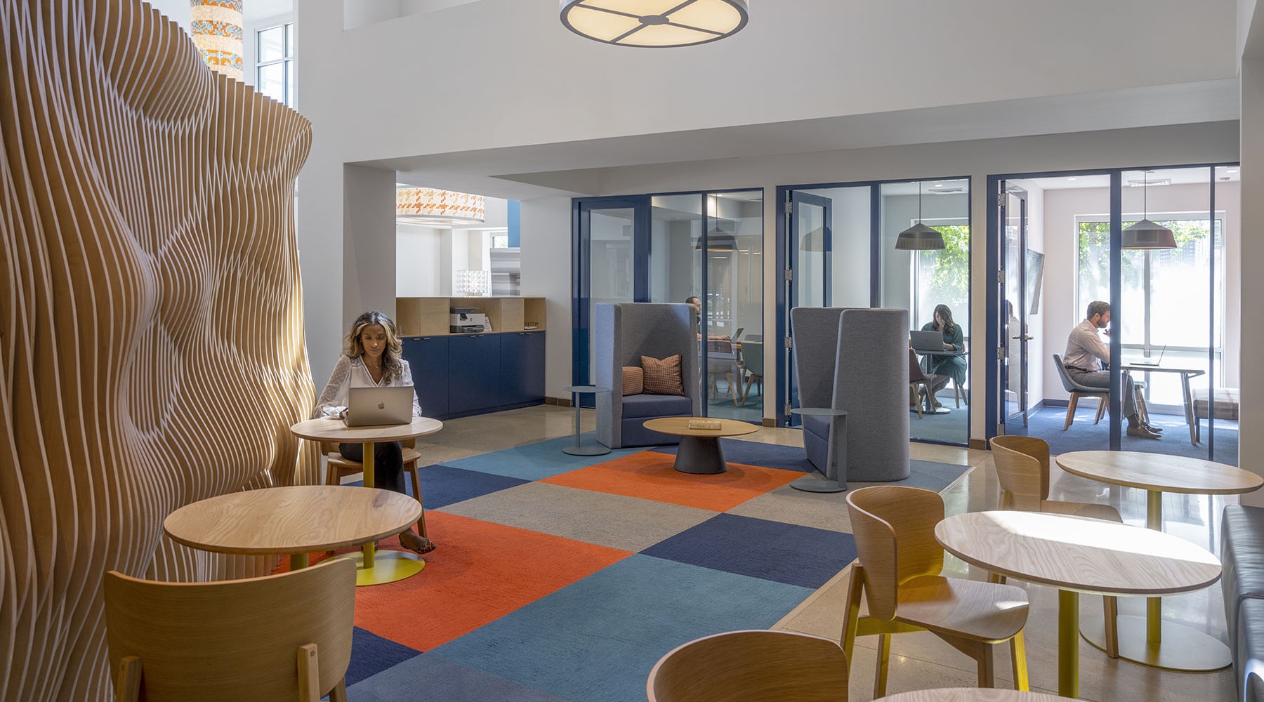 Private offices at One North of Boston One North of Boston Chelsea MA Apartments image showing common area amenity space with co working private offices